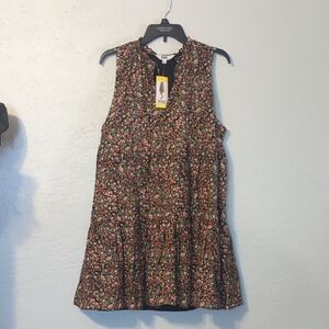 BB Dakota Brown and Black Tiered Ruffled Halter Dress